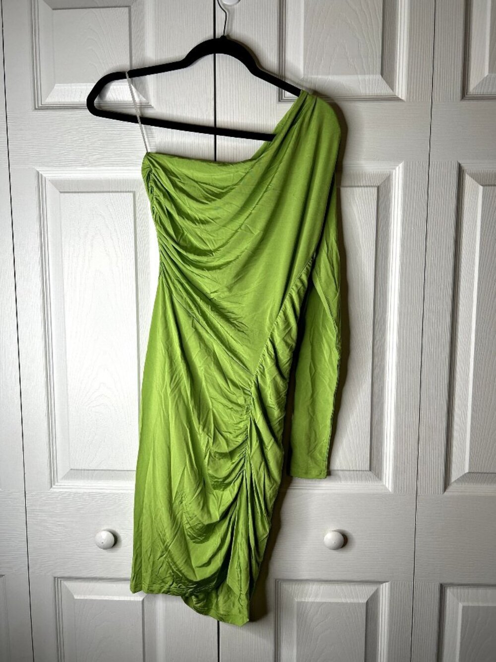 Atlein Collective Green One Shoulder Asymmetrical Mini Dress Women's Size Medium